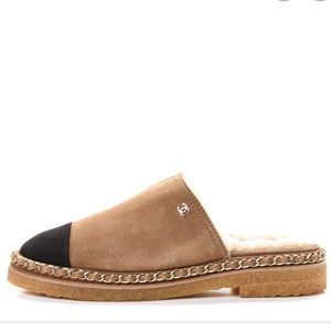 Chanel shearling mules